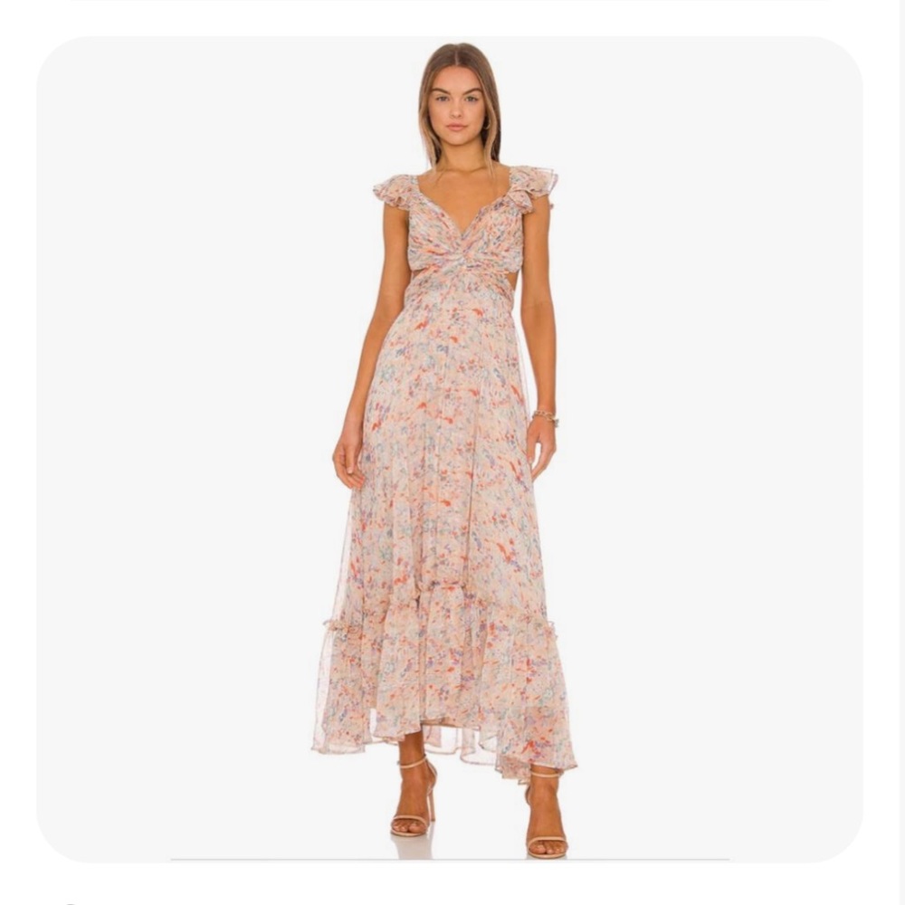 ASTR the Label Primrose Dress in Peach Multi Floral Size S